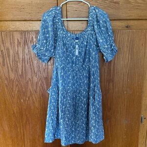Old navy Blue Floral off the shoulder/Puff-Sleeve Dress